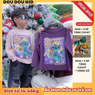 [DOU DOU KID] DT55 Áo Thun Dài Tay Chất Vải Hữu Cơ Mềm Mại 14-45kg