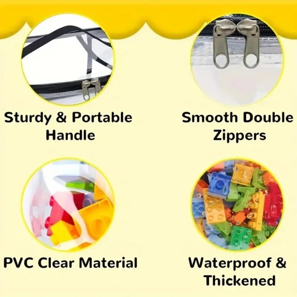 Túi đựng đồ chơi HOBBYIN, Hộp xếp hình trong suốt PVC, Di động chống nước Dung tích lớn Dễ dàng làm sạch khối sắp xếp lưu trữ phòng trẻ em