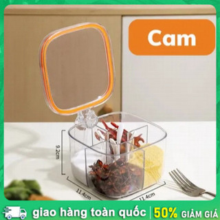 Hũ gia vị 4 ngăn cao cấp - Nắp kín, chống ám mùi, Hũ, Hộp Đựng Gia Vị, Đa Năng, 4 Ngăn, Kèm Muỗng, Có Nắp Đậy