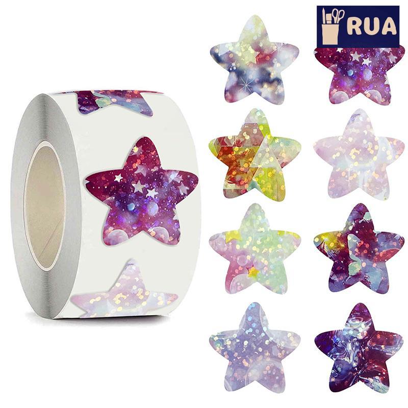 RUA 500 Miếng Dán Không Gian Ngôi Sao Tự Dính Phần Thưởng Quà Tặng Trang Trí Có Nhãn Dán Nhãn 1 Inch Mới
