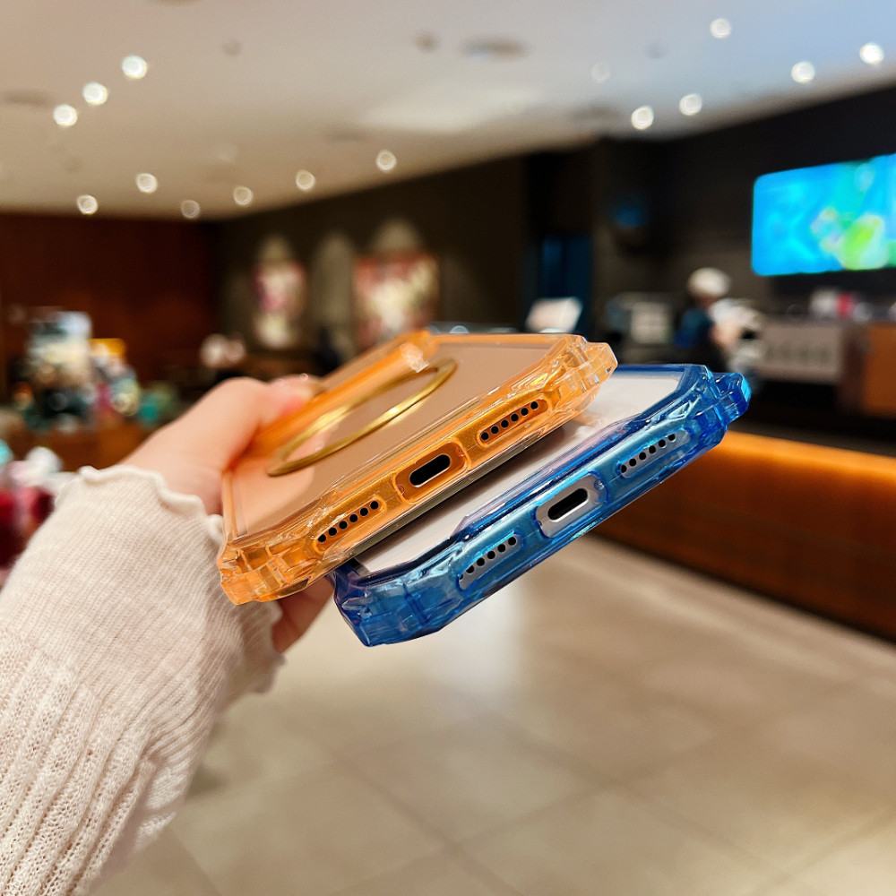 Ốp điện thoại từ tính họa tiết CD Acrylic trong suốt cao cho iPhone 17 16 15 14 13 12 Pro Max 17 Air 11 Ốp lưng trong suốt chống rơi bốn mặt + Thời trang viền màu