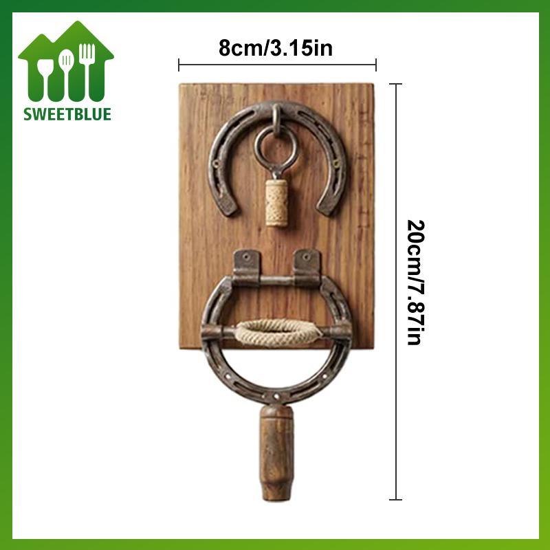 SWEET Dụng cụ mở rượu móng ngựa mộc mạc Corkscrew treo tường, Dụng cụ mở chai rượu trang trí công nghiệp cổ điển & Quà tặng độc đáo cho nhà bếp n