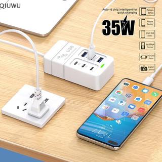 QIUWU EU UK Cắm 6 Cổng 35W Sạc USB PD Để Bàn Sạc Nguồn Cho Văn Phòng Gia Đình, Trường Học Du Lịch.