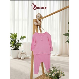 Bộ quần áo dài tay cổ trụ bé gái cao cấp Bunnybaby chất tăm Hàn mềm mịn size 3-24 tháng