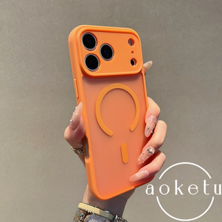Thích hợp cho iPhone 17AIR iPhone ốp lưng 16pm kết cấu da mờ chống vân tay 15pl hút từ 14proMax cao cấp 13 lỗ chống rơi