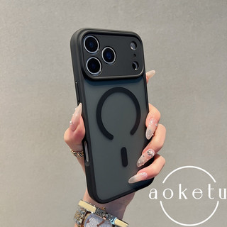 Thích hợp cho iPhone 17AIR iPhone ốp lưng 16pm kết cấu da mờ chống vân tay 15pl hút từ 14proMax cao cấp 13 lỗ chống rơi