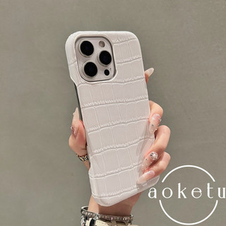 Ốp Điện Thoại Nửa Gói Họa Tiết Cá Sấu Emma Sang Trọng Thích Hợp Cho iPhone 14 15 16 17 Pro Max Da Nửa Gói Tản Nhiệt Và Chống Rơi Bìa Cứng