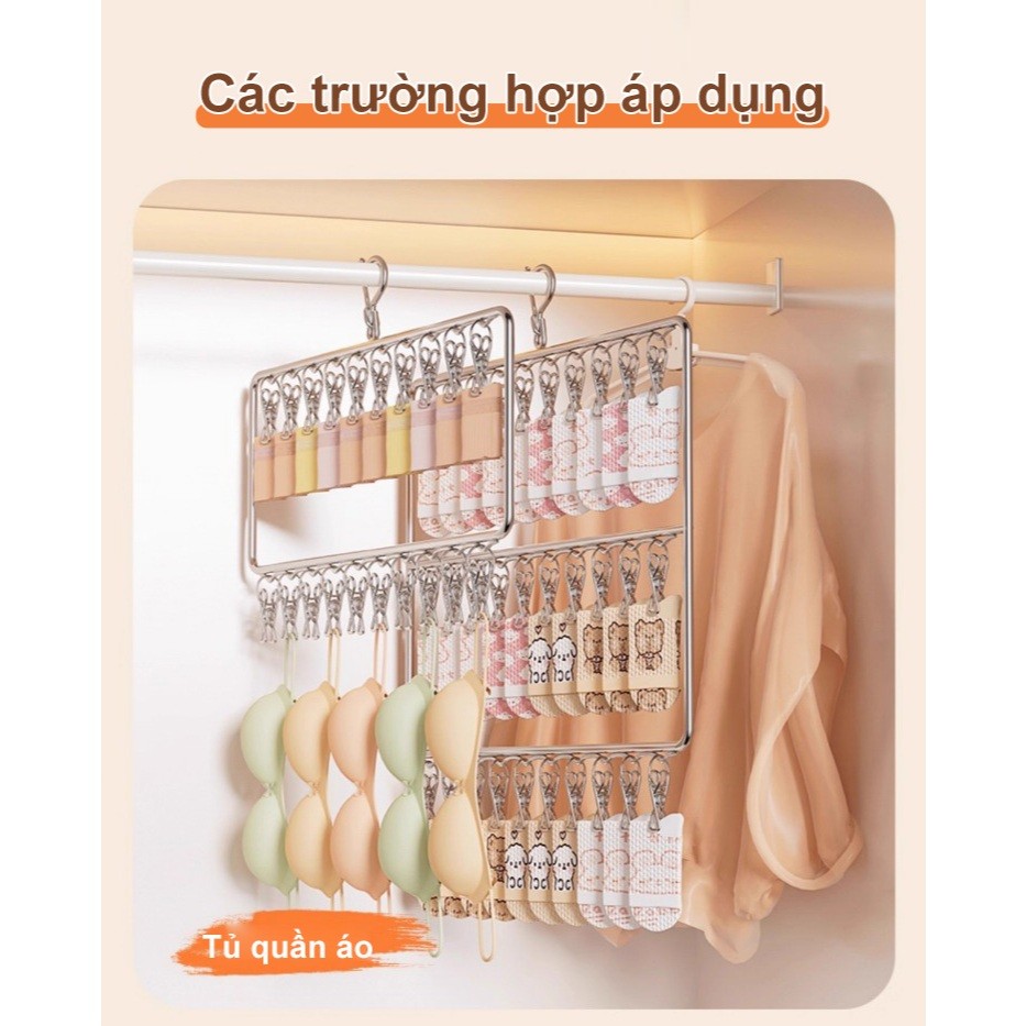 𝐎𝐥𝐢𝐟𝐞 Móc Treo Quần Áo Inox Cây Treo Quần Áo Nhiều kẹp Giá Treo Quần Áo Đa Năng Hiển thị tất Móc Treo Quần Áo
