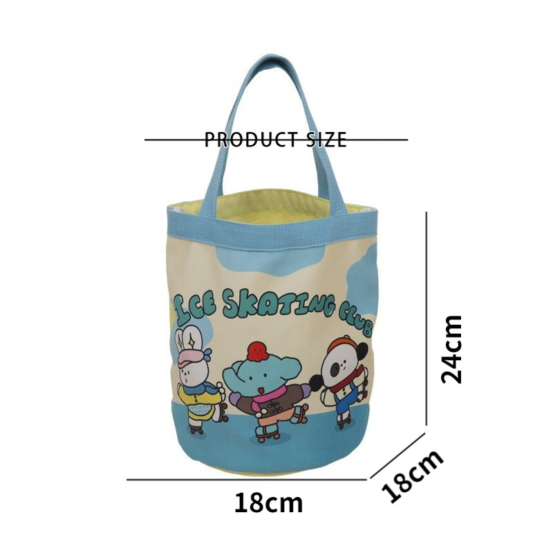 Túi xô vải graffiti dễ thương, túi đựng tote tròn