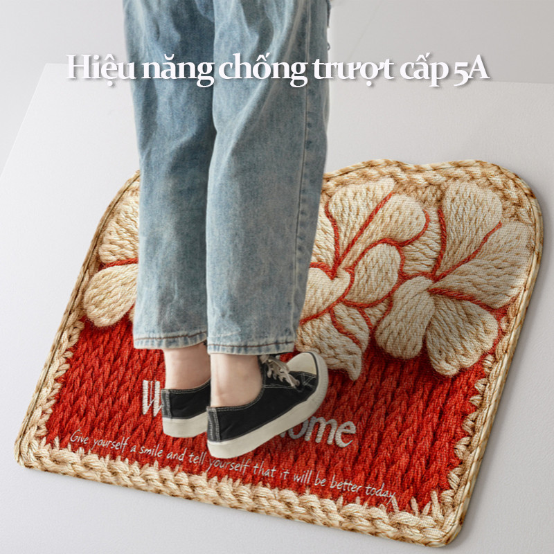 Thảm Chùi Chân Chất Liệu Tre Tự Nhiên - Thảm Trải Sàn Decor Chống Trượt, Thấm Hút Tốt, Sang Trọng Cho Cửa Ra Vào