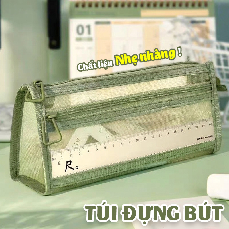 Túi Lưới Đựng Bút Dành Cho Học Sinh, Túi Đựng Bút Tiện Dụng Với Thiết Kế Đơn Giản Nhiều Ngăn Xinh Xắn