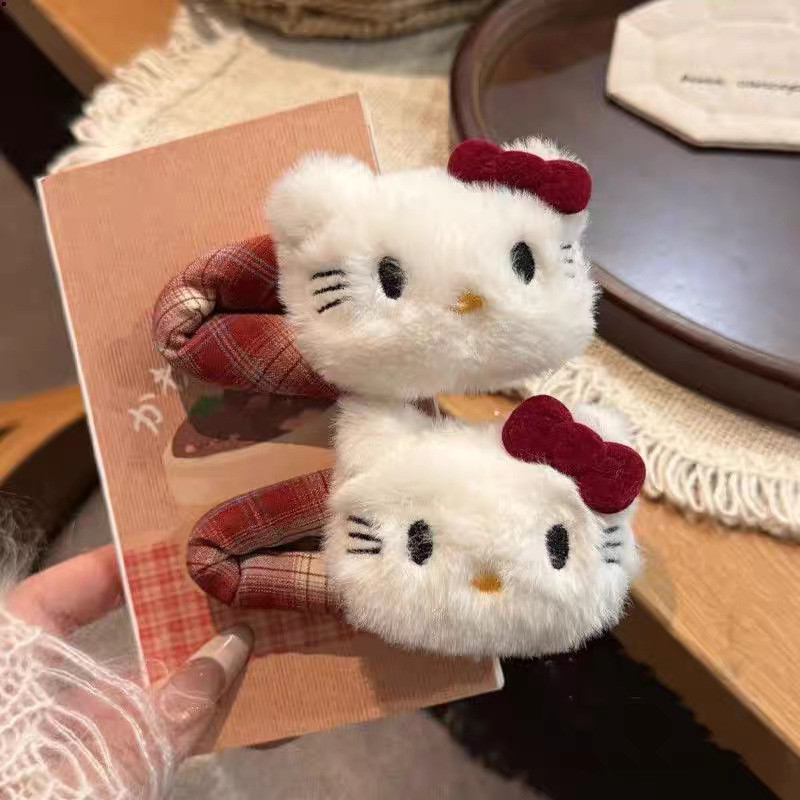 Kẹp Tóc Hình Kitty Kẻ Sọc Ngọt Ngào, Phụ Kiện Thời Trang Cho Tóc