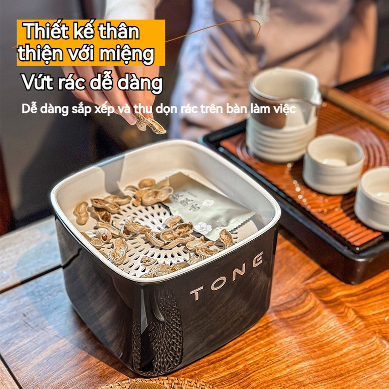 Hộp đựng bã trà thông minh, có ngăn trên thoát nước tiện lợi,Chịu nhiệt cao,Thiết kế hai lớp,để bàn thiết kế hiện đại