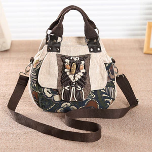 Túi dệt nữ 66789 / Túi nữ phong cách mới / 21 * 26 * 11cm / Túi xách Túi xách Túi xách Phong cách dân tộc Vân Nam Túi vải cổ điển Túi chéo nhỏ Sử dụng kép 96