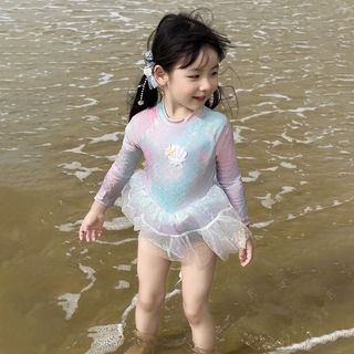 Đồ bơi nàng tiên cá cho bé gái - váy bơi tay dài chống nắng nhanh khô phong cách công chúa
