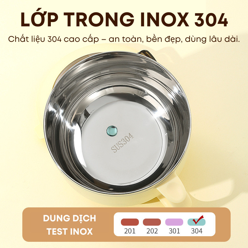 Bát Mì Ăn Liền 1300ml KOOBEE Inox 304 2 Lớp – Bát Giữ Nhiệt Có Nắp, Tặng Đũa Thìa, Đựng Cơm Canh Tiện Lợi| 369