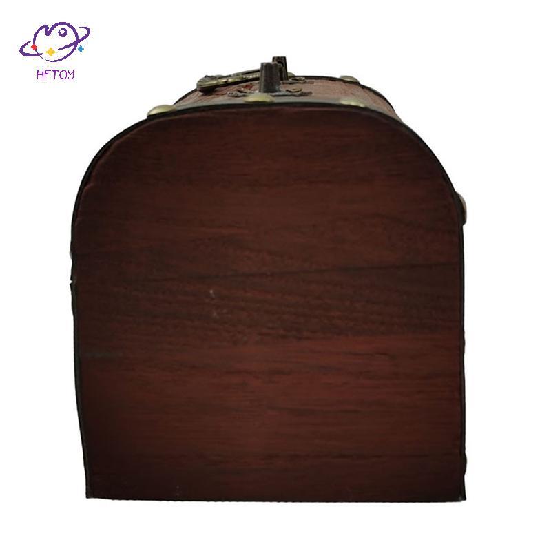 HFTOY 1 Bộ Hộp Bảo Quản Kho Báu Vintage Kho Báu Bằng Gỗ Có Lo Heo Đất Tổ Chức Hộp Tiết Kiệm Để Trang Trí Nhà Cửa ~