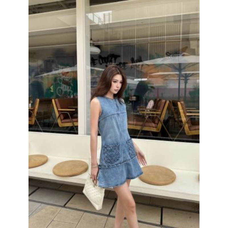 Váy Denim cổ tròn mới dành cho nữ