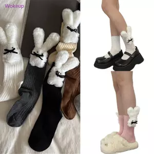 Woke Nơ Thỏ Đầu Gối Tất Người Lớn MidCall Tất Mềm Co Giãn Tất Cotton