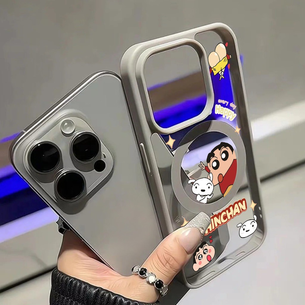 ốp lưng iphone Vỏ nam châm Crayon Shin-chan và Shiro Cho Iphone 17 11 12 13 14 15 Iphone 16 7 xs xr Pro Max Plus