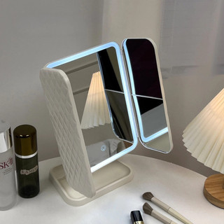 Gương để bàn trang điểm cao cấp có đèn, Gương Makeup Có đèn led 3 chế độ ánh sáng -