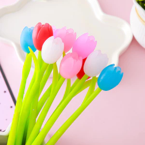 Cao Su Mềm Tulip Gel Bút Hoa Dễ Thương Tạo Kiểu Bút Sáng Tạo Văn Phòng Phẩm Bút Học Sinh Giá Trị Cao Tặng WIIG