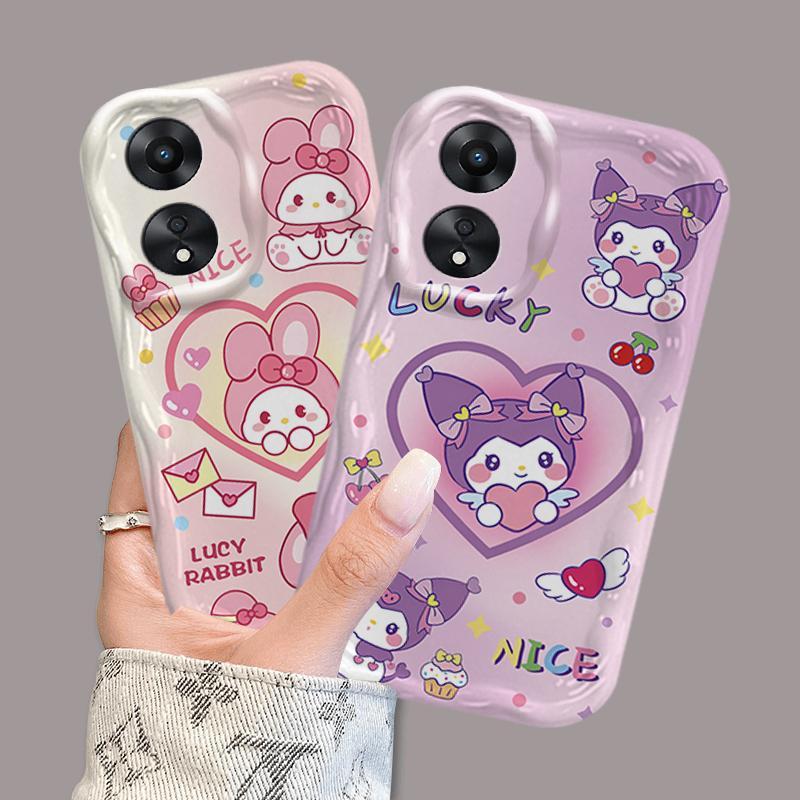 Ốp Silicon Hoạt Hình Cho OPPO A18 A38 A58 A60 A17 A17K 4G Điện Thoại Thông Minh 3D TPU Mềm Sanrio Kuromi Cặp Đôi My Melody Vỏ Điện Thoại Chống Sốc