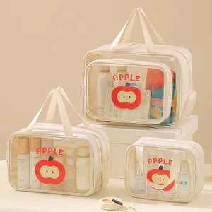 Túi vệ sinh chống nước PVC Túi đựng đồ du lịch dung tích lớn Túi đựng mỹ phẩm Apple vui nhộn dễ thương Túi bơi di động Bộ ba mảnh
