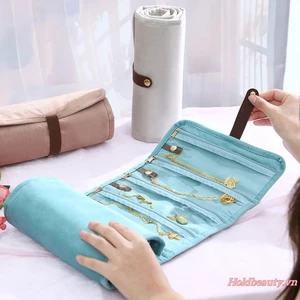 Túi đựng đồ trang sức di động Túi đựng đồ du lịch có thể gập lại Quấn trang sức nhỏ gọn cho vòng cổ Nhẫn bông tai