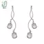 Bông Tai Thả Đồng Dài Thời Trang, Đá Quý Tổng Hợp Cắt Tròn - Trang Sức Cô Dâu Elegant