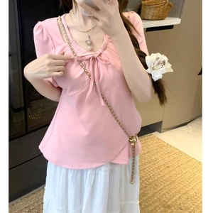 Áo thun ngắn tay nơ vai dành cho nữ mùa hè