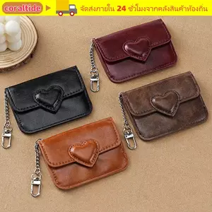 Ví đựng thẻ Mini CORALTIDE, Hộp đựng thẻ da PU nhiều thẻ, Ví đựng tiền xu hình trái tim nhẹ dành cho nam giới