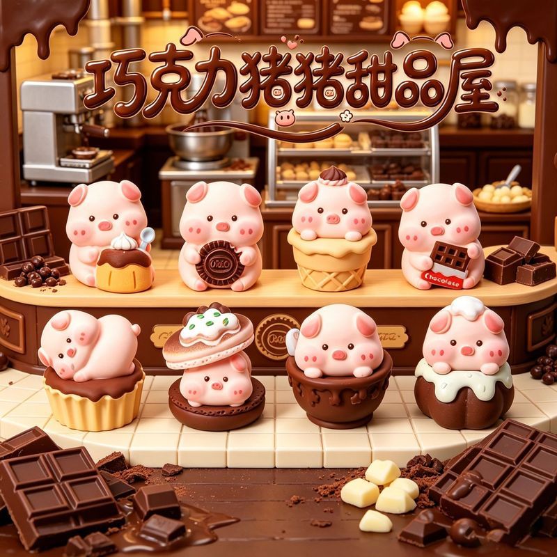 PikoPig Chocolate Món Tráng Miệng Series Mini Nhựa Hình - 4cm Dễ Thương Kawaii Pig Sưu Tập Trang Trí Bàn Làm Việc Quà Tặng