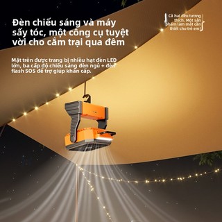[Bảo Hành 1 Đổi 1 - 7 Ngày] Quạt Cắm Trại Ngoài Trời VINZEO - Tích Hợp Đèn LED, Điều Khiển Từ Xa, Pin Khủng Siêu Bền