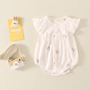 Bộ áo liền quần cho bé mùa hè cho bé Onesie Cotton nguyên chất Quần áo sơ sinh mỏng bé gái phong cách phương Tây Áo liền quần hoa
