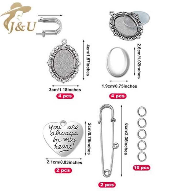 JU Cưới - Bó Hoa Ảnh Quyến Rũ DIY kèm Pin Trâm Cài và Mặt Dây Chuyền Lace Charm Hình Bầu Dục cho Ngày Lễ Trái Tim