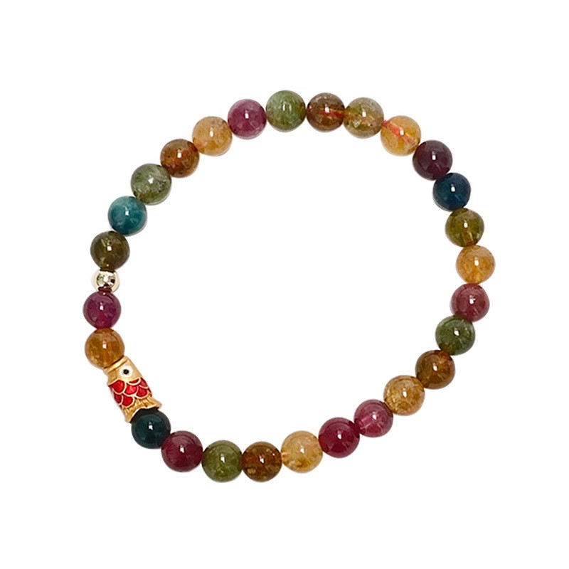 Như nước cá|Cầu Vồng Giả Tourmaline Vòng Tay Nữ Niche Đơn Giản Benming Năm Koi Vòng Tay Ánh Sáng Sang Trọng Chuyển Tất Cả Trận Đấu Quà Tặng Vòng Tay
