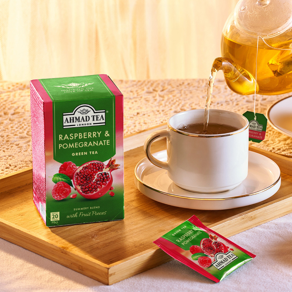 Trà Phúc Bồn Tử & Lựu AHMAD Raspberry & Pomegrate Hộp 40g 20 TúiLọc Có Bao Thiếc, Hương Vị Thơm Ngon