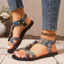 Giày Sandal Phong Cách Dân Tộc Bohemian Nữ, Khóa Gỗ Vải Hình Học Kỳ Lạ, Phẳng Thoải Mái Niche Kỳ Nghỉ 4FNF