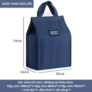 Túi đựng hộp cơm giữ nhiệt LunchBag, chất liệu vải Oxford cao cấp, thiết kế vuông 3 chiều, dễ dàng mang theo