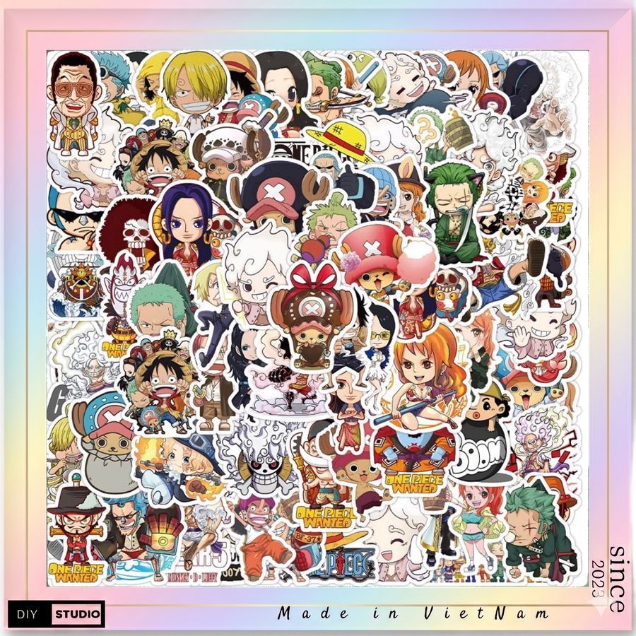 100 Sticker One piece phong cách Chibi One piece trang trí mũ bảo hiểm ốp lưng điện thoại laptop vali