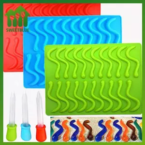 SWEET 20 Chiếc Lỗ Sáng Tạo DIY Silicone Gummy Rắn Giun Khuôn Socola Đường Kẹo Thạch Khuôn Đá Ống Khay Khuôn Bánh Trang Trí Dụng Cụ n