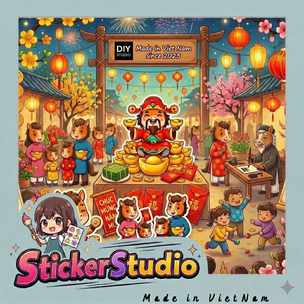 Sticker Tết 2026 Bính Ngọ 🌈𝑭𝒓𝒆𝒆𝒔𝒉𝒊𝒑 Sticker Hình Dán Tết Cổ Truyền Trang Trí Bao Lì Xì, Thiệp Tết, Hộp Quà, Bình Nước