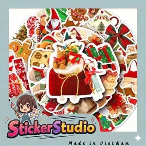 Set 100 Sticker Giáng Sinh Hoạt Hình Nhiều Màu Chống Nước Dán Laptop Vali