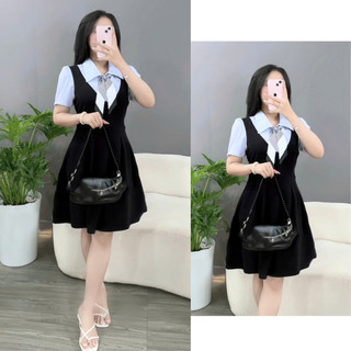 Đầm Bigsize Nữ Dáng Ngắn Kiểu Sơ Mi May Liền Thanh Lịch Tôn Dáng Cho Chubby A691