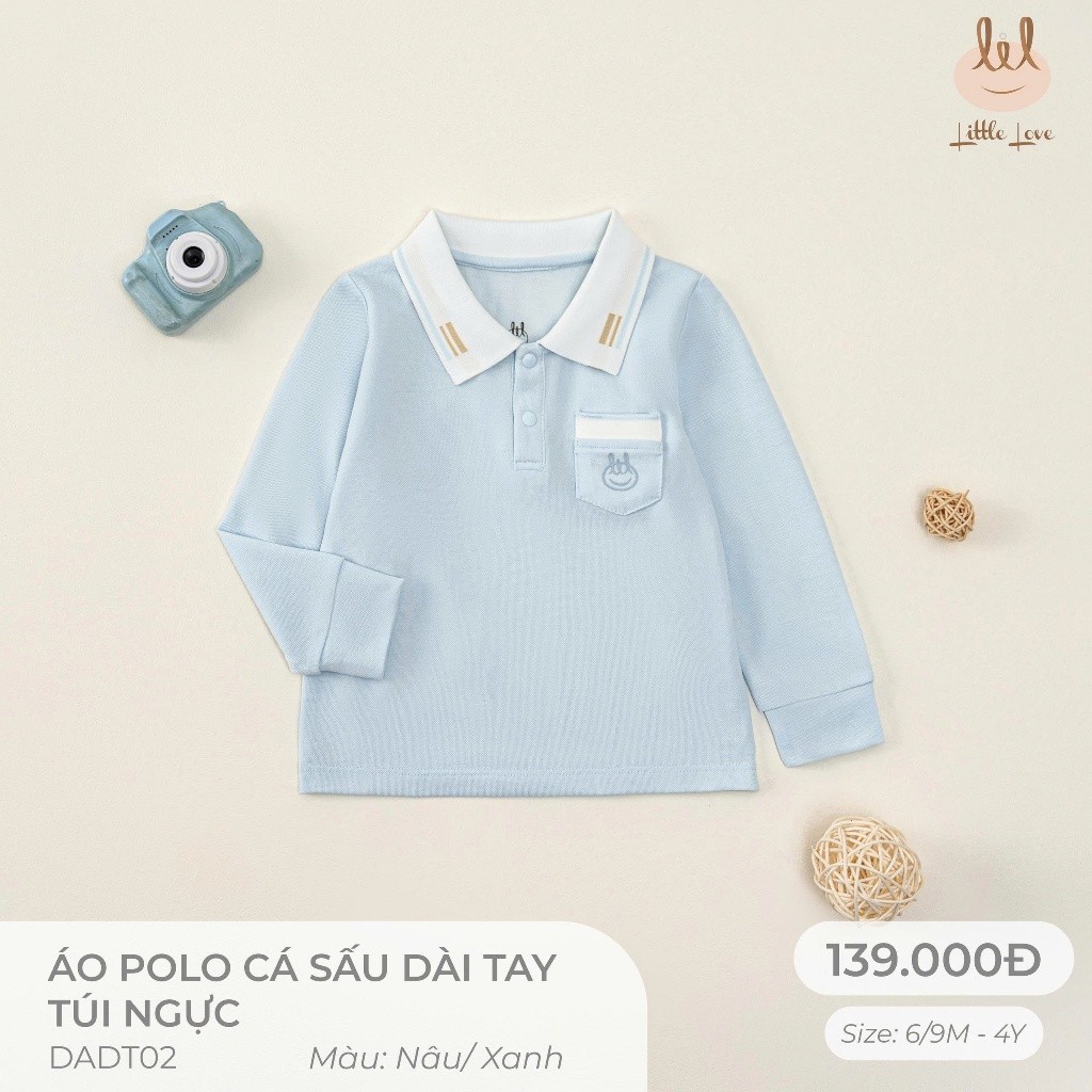 Áo Polo cá sấu dài tay túi ngực dành cho bé Lil Little Love (DADT02)