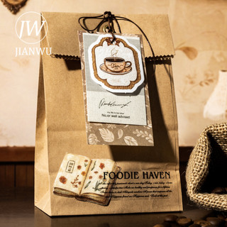 JIAWU Trà Uống Ngày Series Vintage Bánh Cà Phê Phong Cảnh Chất Liệu Cắt Dán Thêu Sò Nhãn Dán Sáng Tạo Tạp Chí Văn Phòng Phẩm