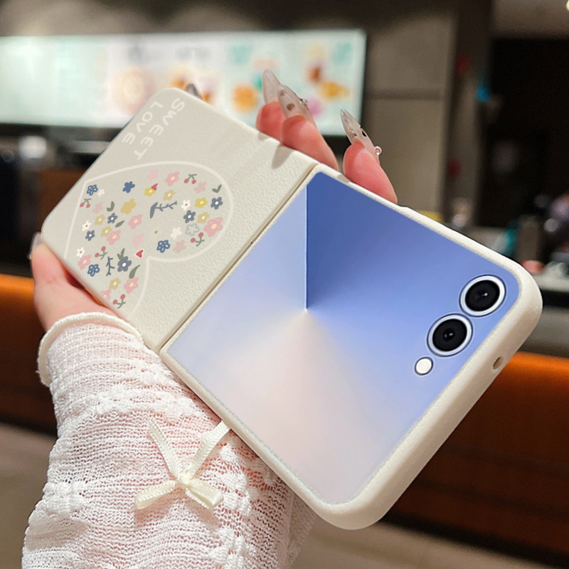 Da Báo In Hình Trái Tim Họa Tiết Da TPU Mềm Dành Cho Samsung Galaxy Z Flip7 Flip7FE Flip6 Flip5 Flip4 Flip3 Flip 7 7FE 6 5 4 3 5G Vỏ Điện Thoại Gấp