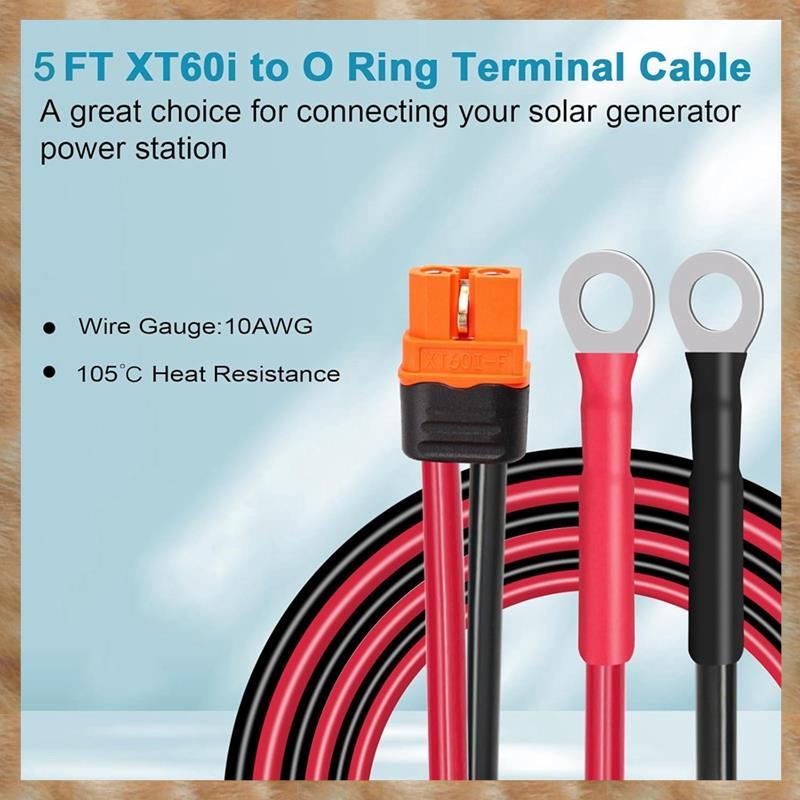 [S Z] Cáp đầu cuối vòng XT60i đến O 10AWG Đầu nối vòng từ cái sang O Cáp nối dài XT60i cho máy phát điện năng lượng mặt trời