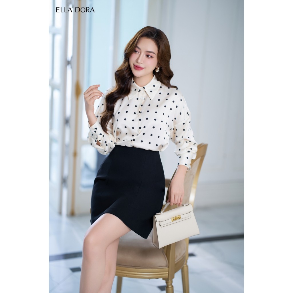 Áo sơ mi nữ ELLA DORA thiết kế họa tiết chấm bi dáng chuẩn thanh lịch phong cách công sở [SM108]